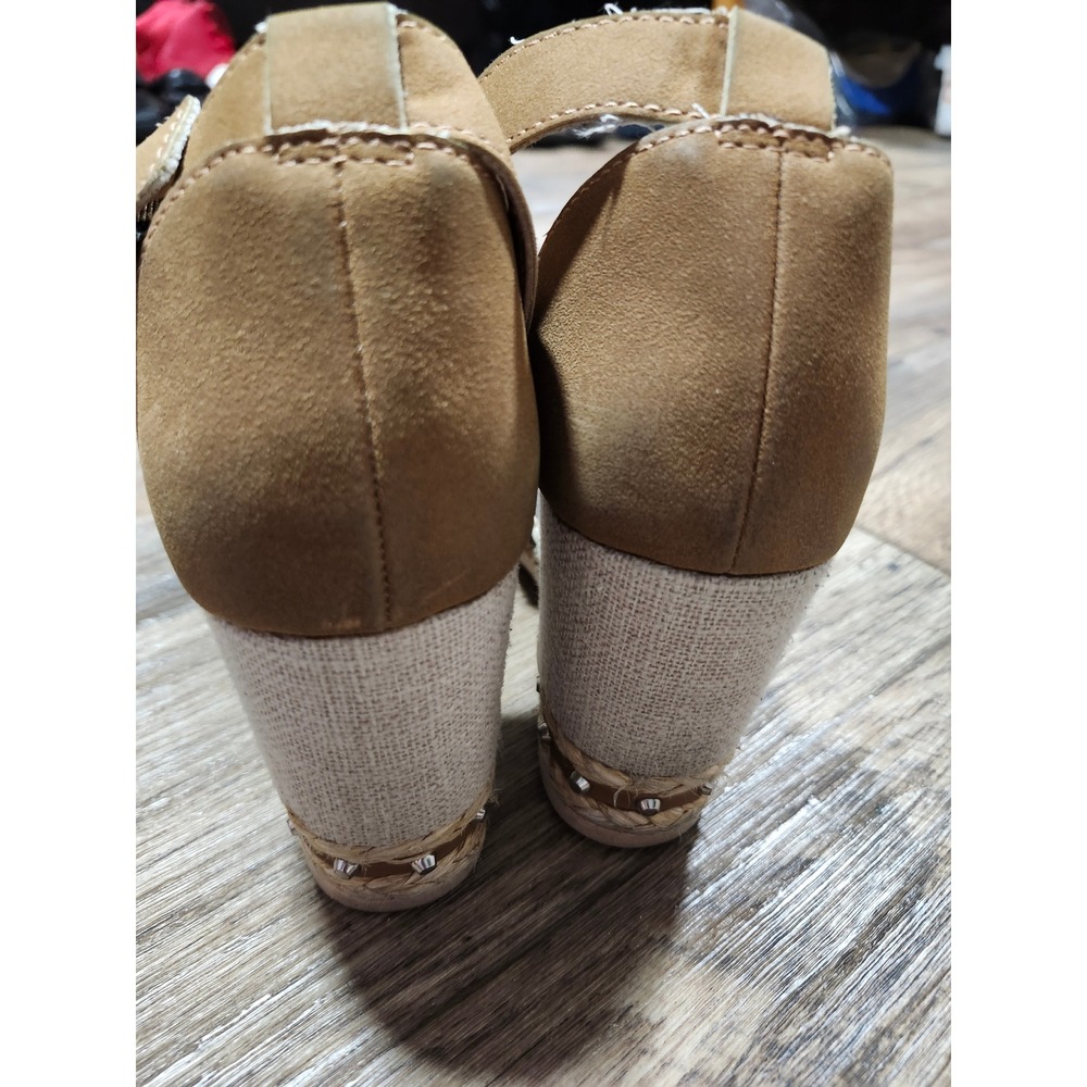 Dolce Vita Women Tan Brown Espadrille Wedge Sandals Studded Ankle Strap Sz 10 M - Picture 7 of 16